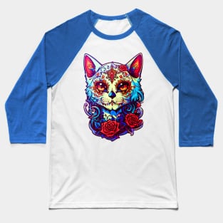 Sugar Skull Cat Baseball T-Shirt